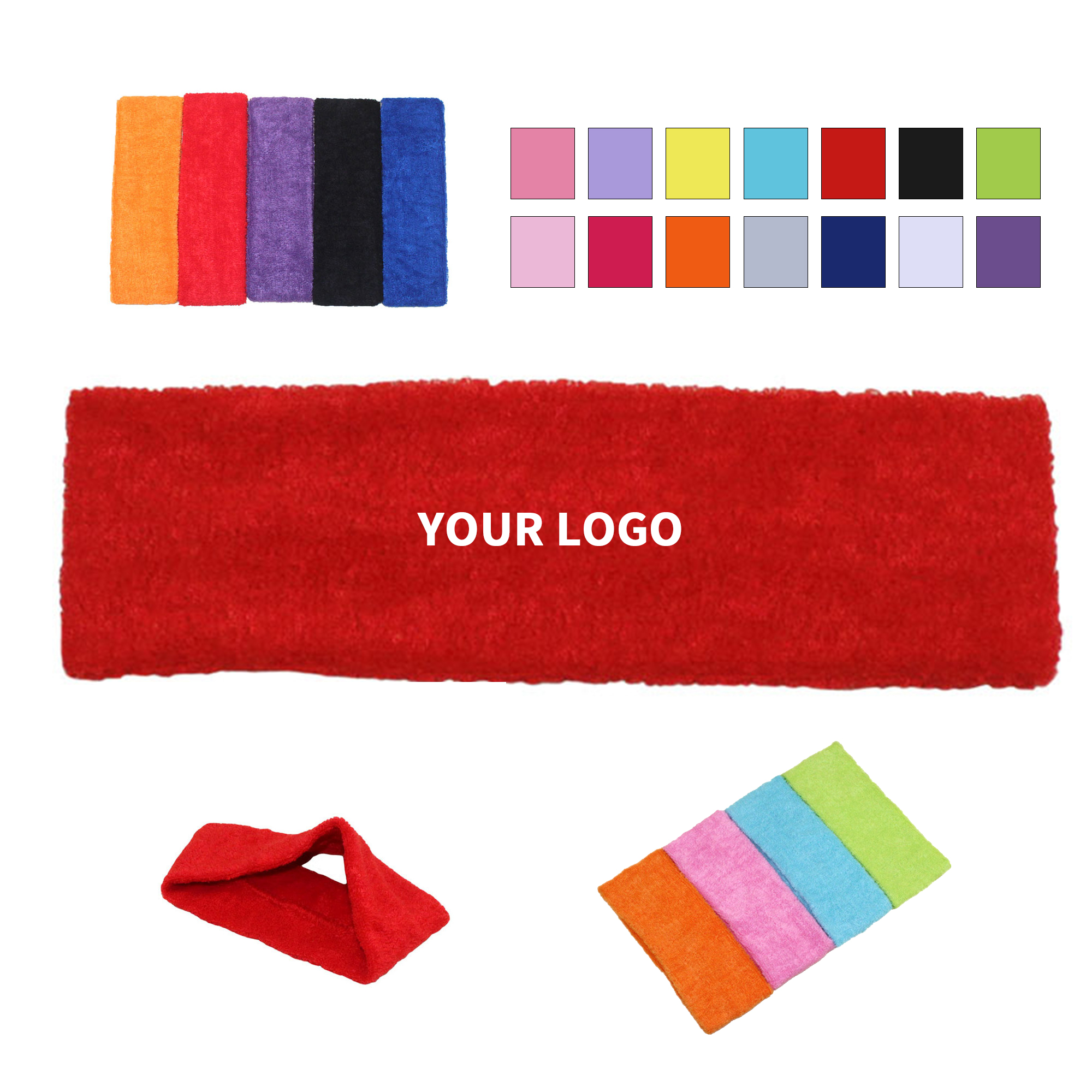 Elastic Sports Sweatband 7" By 2" 12