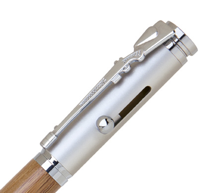 Bullet Brass Ball Point Pen (Satin Chrome/Chrome/ Bamboo) 4