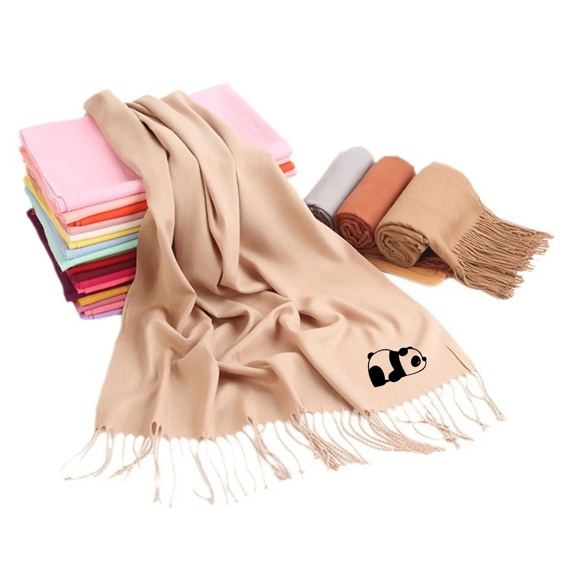 Soft Solid Shawl Wrap Scarf With Fringes MOQ 30PCS 18