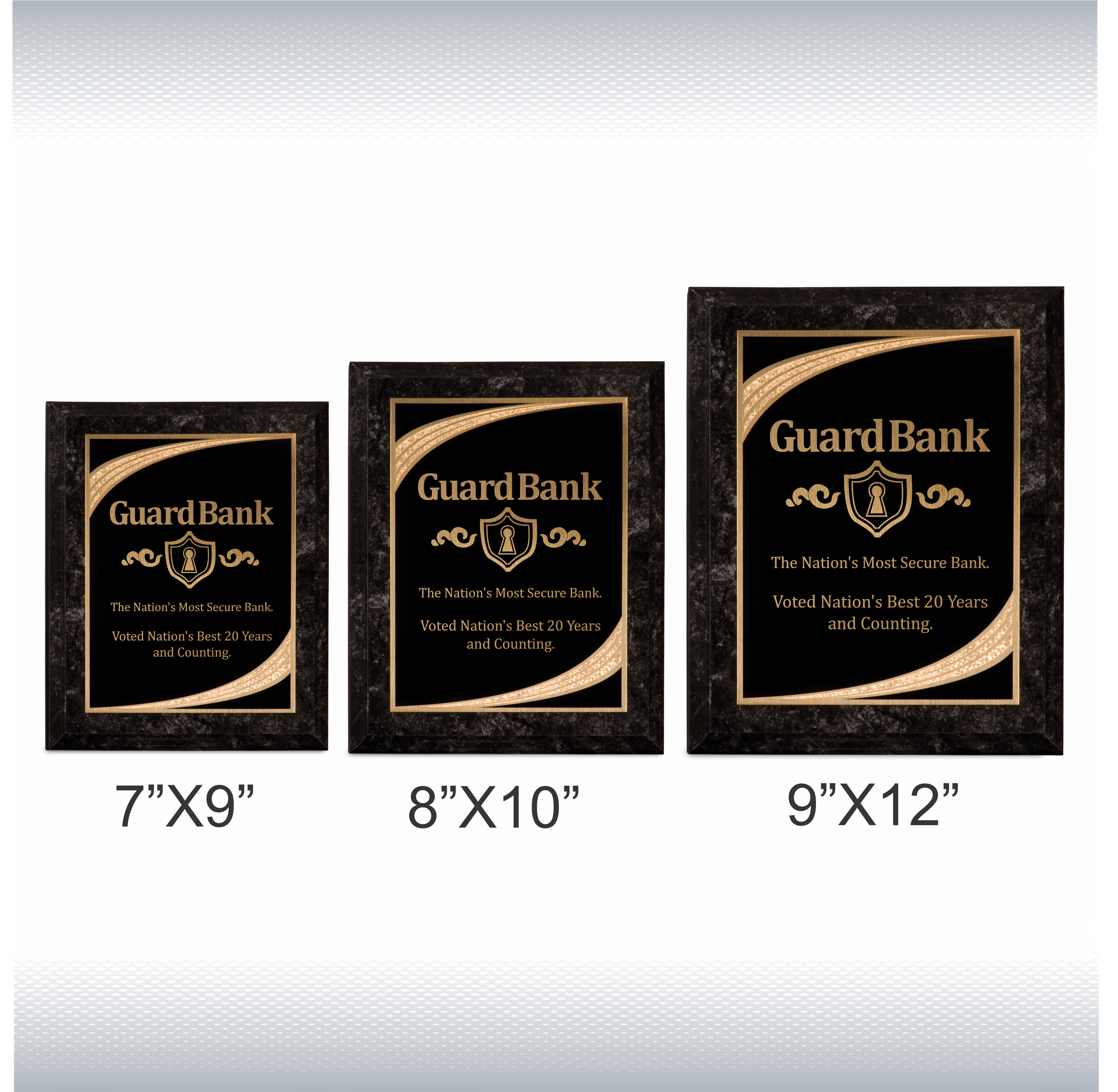 Black Marble Finish Plaque with Blk and Gold Majestic Plate 2