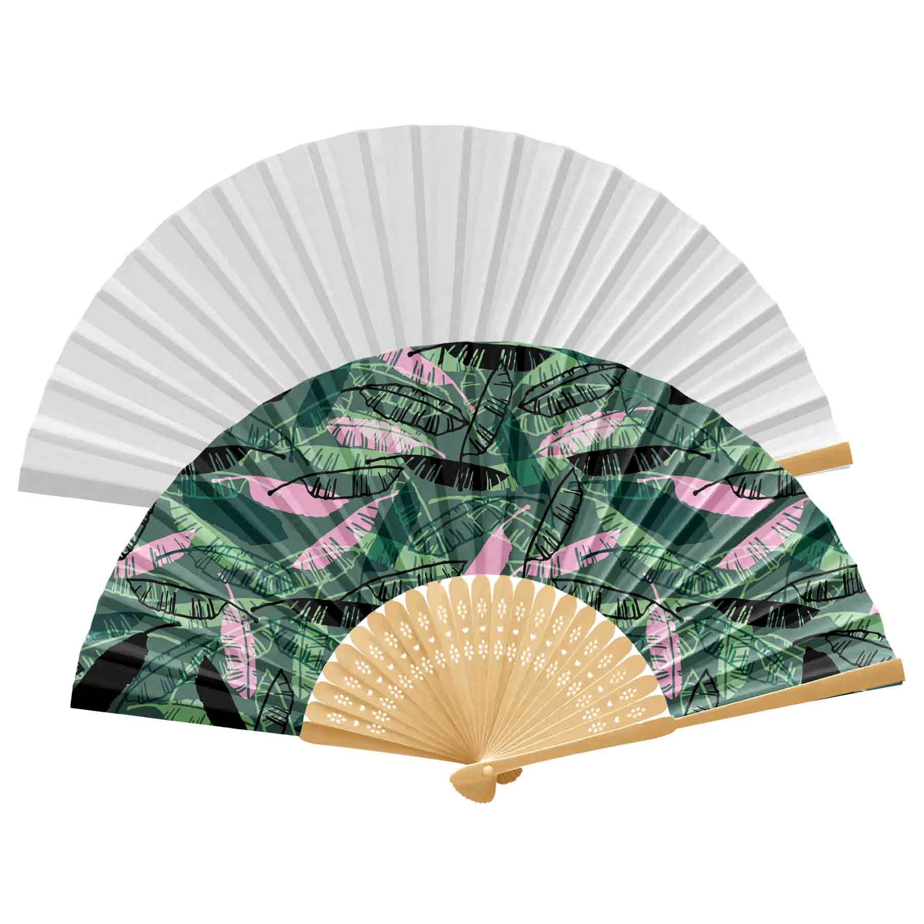 Handheld Foldable Full Color Bamboo Paper Fan 18