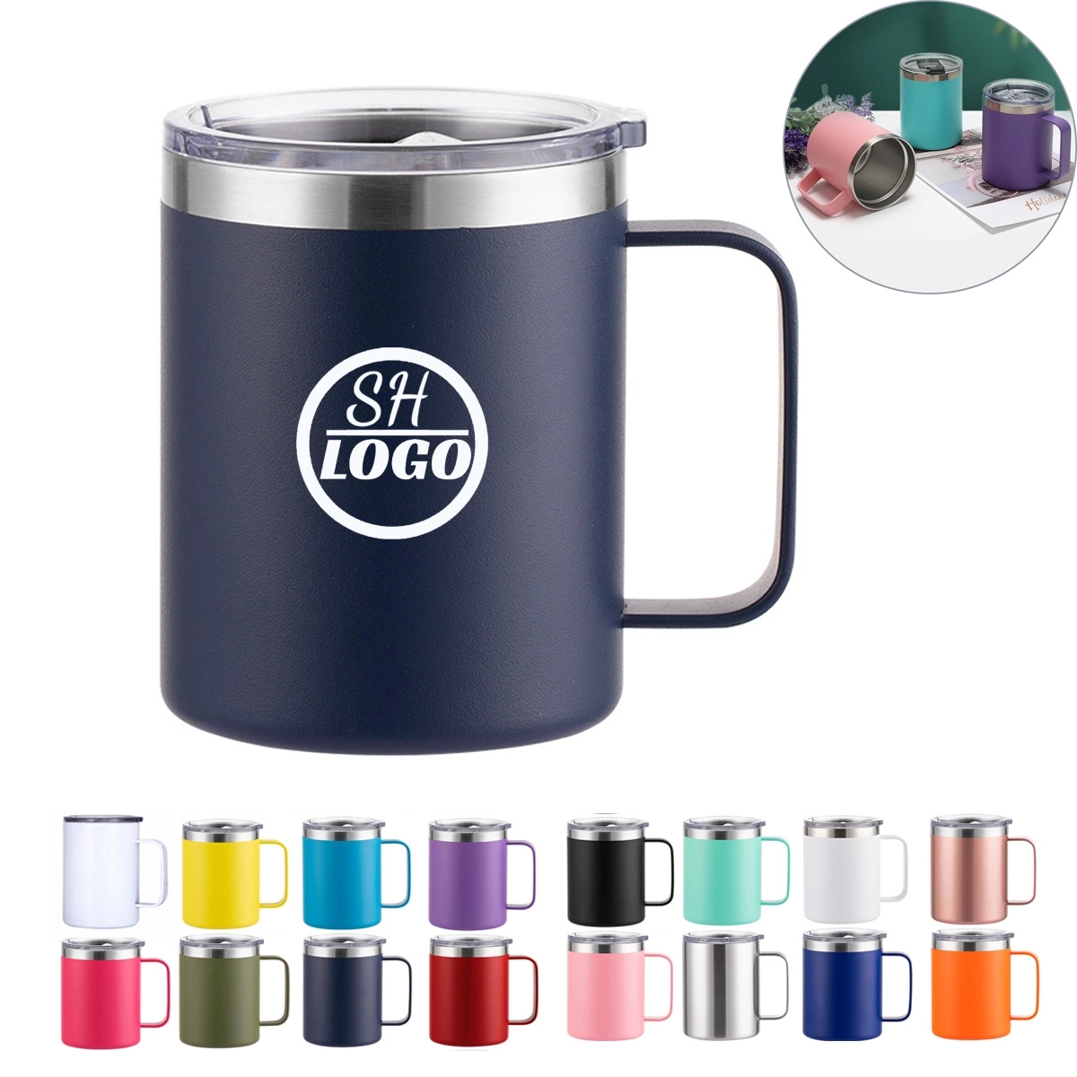 12Oz Stainless Steel Coffee Mug Cup With Handle 3