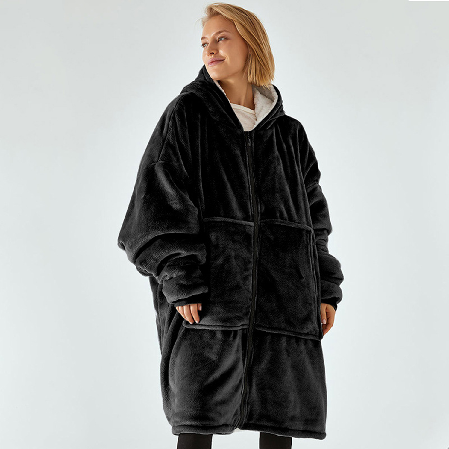 Oversized Lounge Zip Up Hoodie, custom hoodie or sweatshirt with logo imprint 4