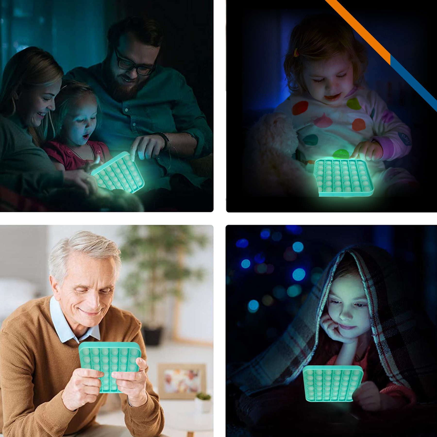 Luminous Square Push Pop Bubble 6