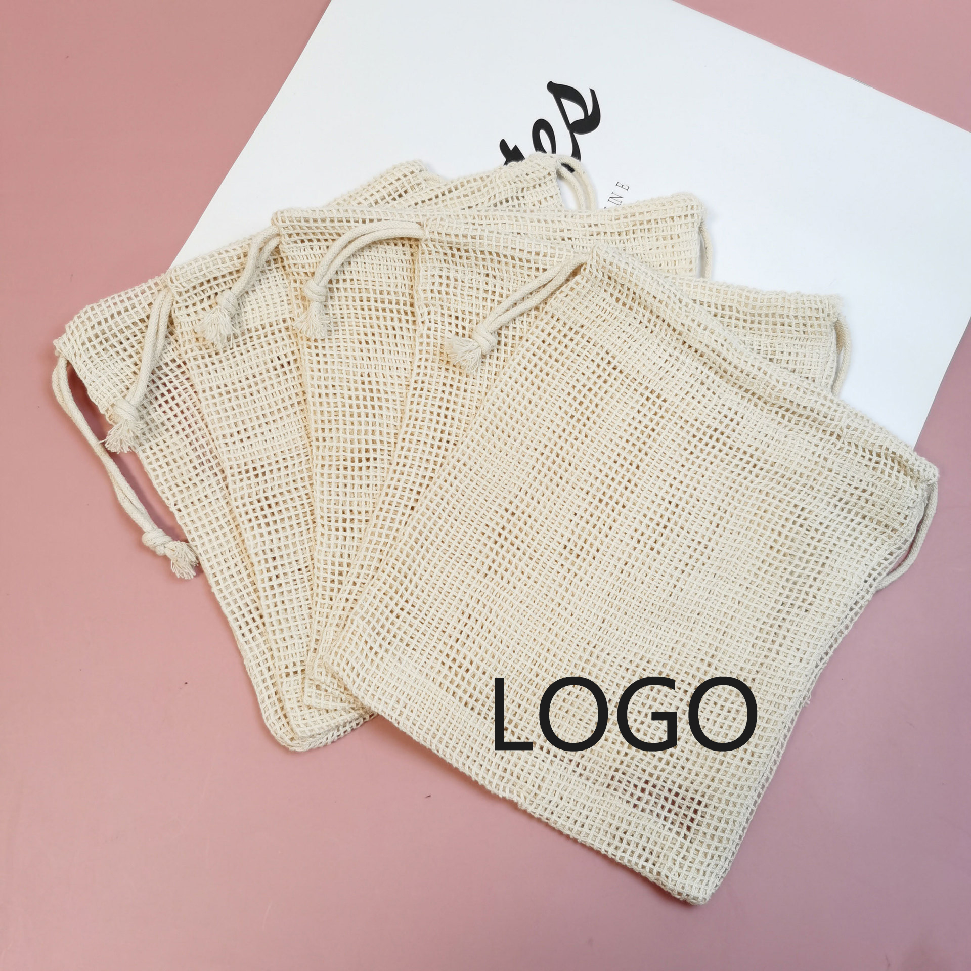 Grocery Washable Organic Cotton Mesh Produce Bags 4