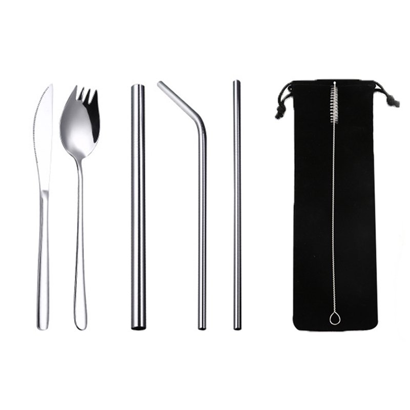 Stainless Steel Straw/Silverware Fork Spoon Straw Kit 3