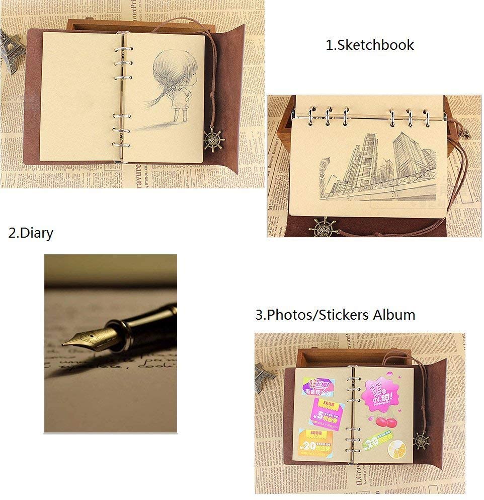 Vintage Leather Refillable Spiral Daily Notepad 12