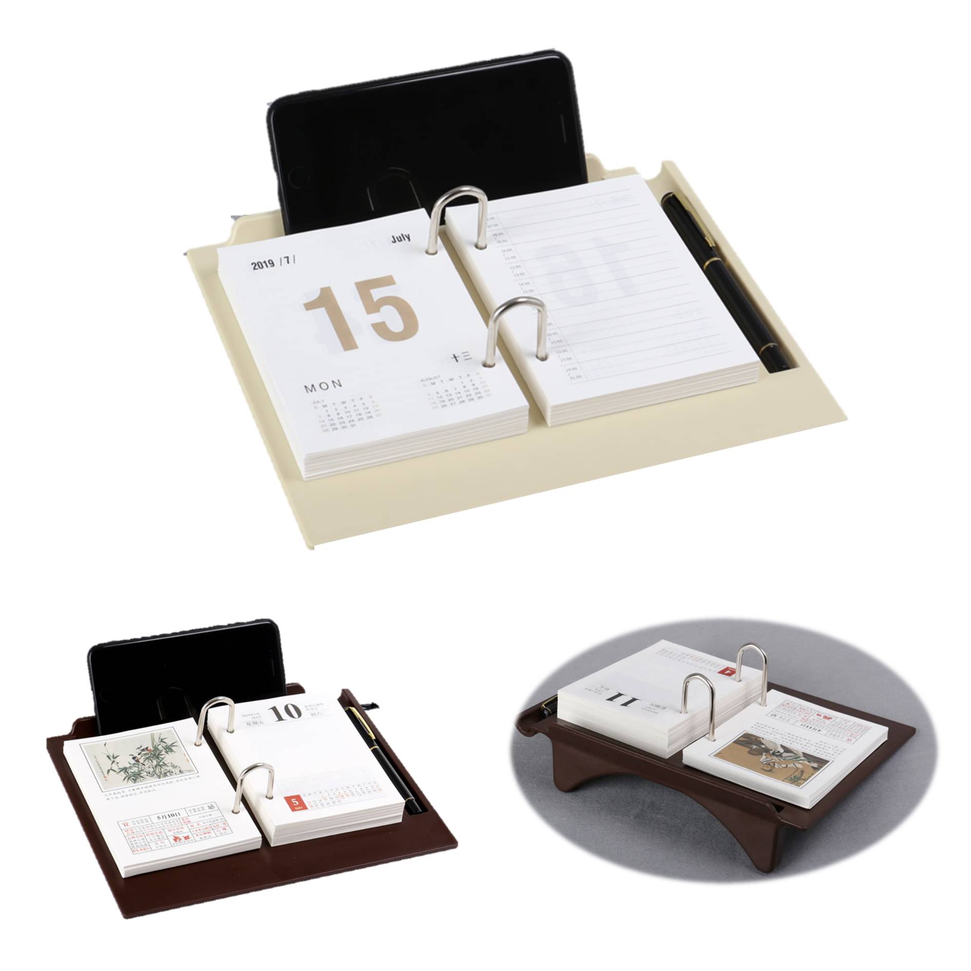 Office Print Desk Daily Calendars With Pen Holder 3