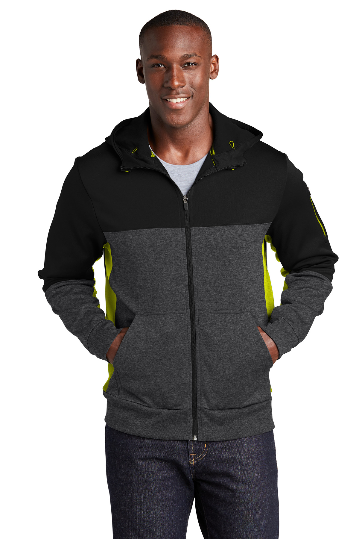 Sport-Tek Tech Fleece Colorblock Full-Zip Hooded Jacket. ST245 21