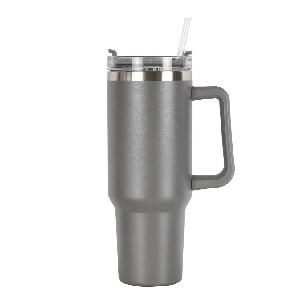 40 oz Vacuum Stainless Steel Tumbler W/ Handle & Straw 13