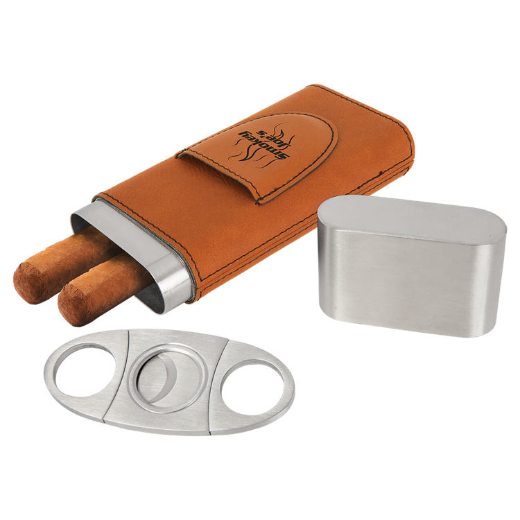 Rawhide Leatherette Cigar Case with Cutter 3