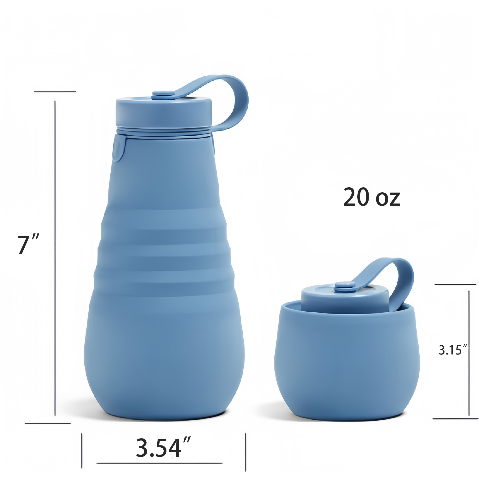 20 oz Silicone Foldable Water Bottle with Wide Mouth 4