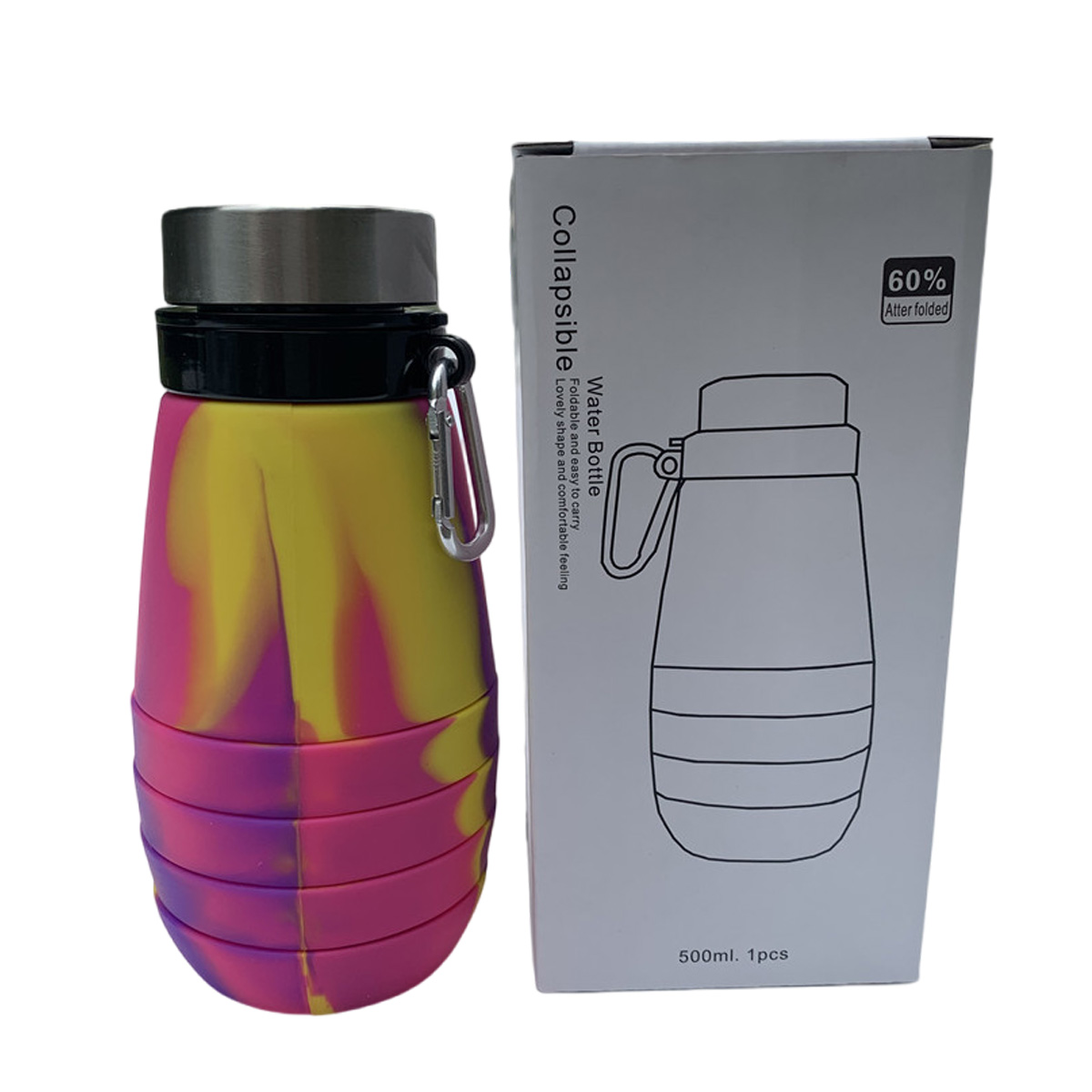 17oz Outdoor Sports Silicone Collapsible Water Bottle 2