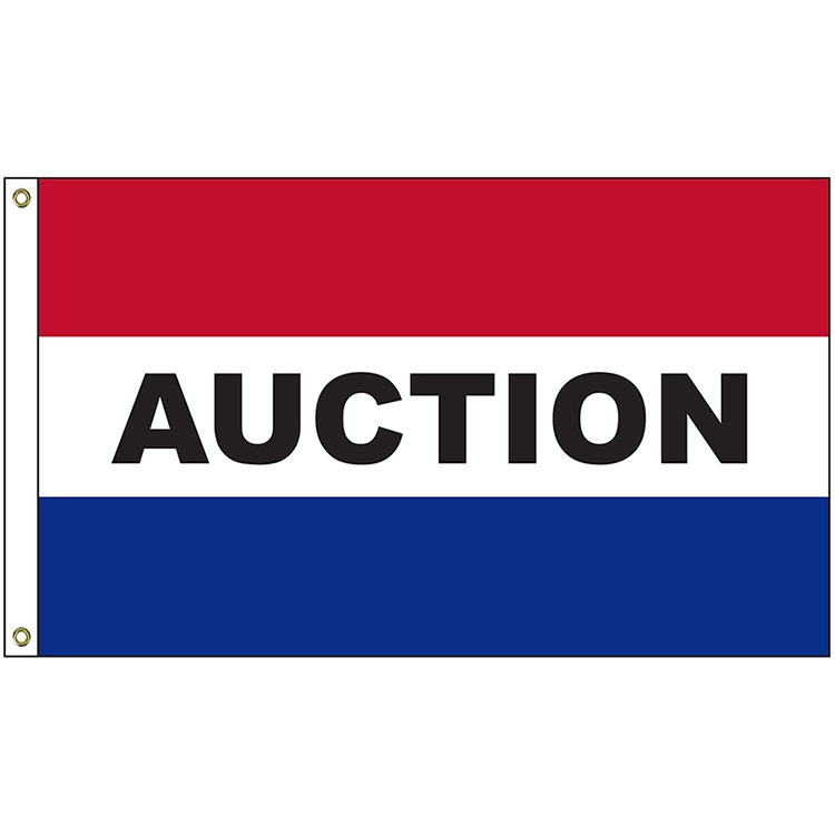 Auction 3' x 5' Message Flag with Heading and Grommets 3