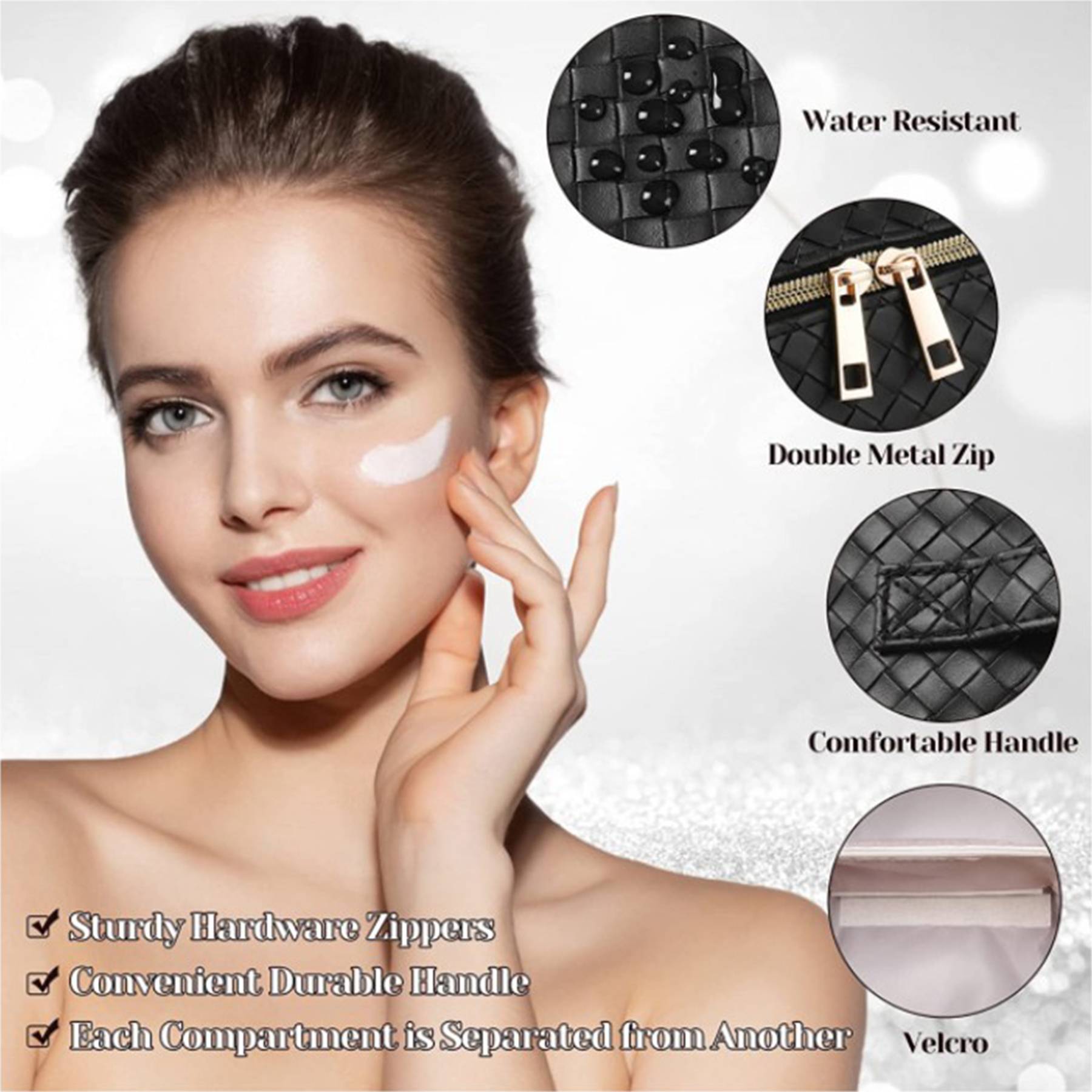 Leather Portable Waterproof Women Travel Makeup Bag 6