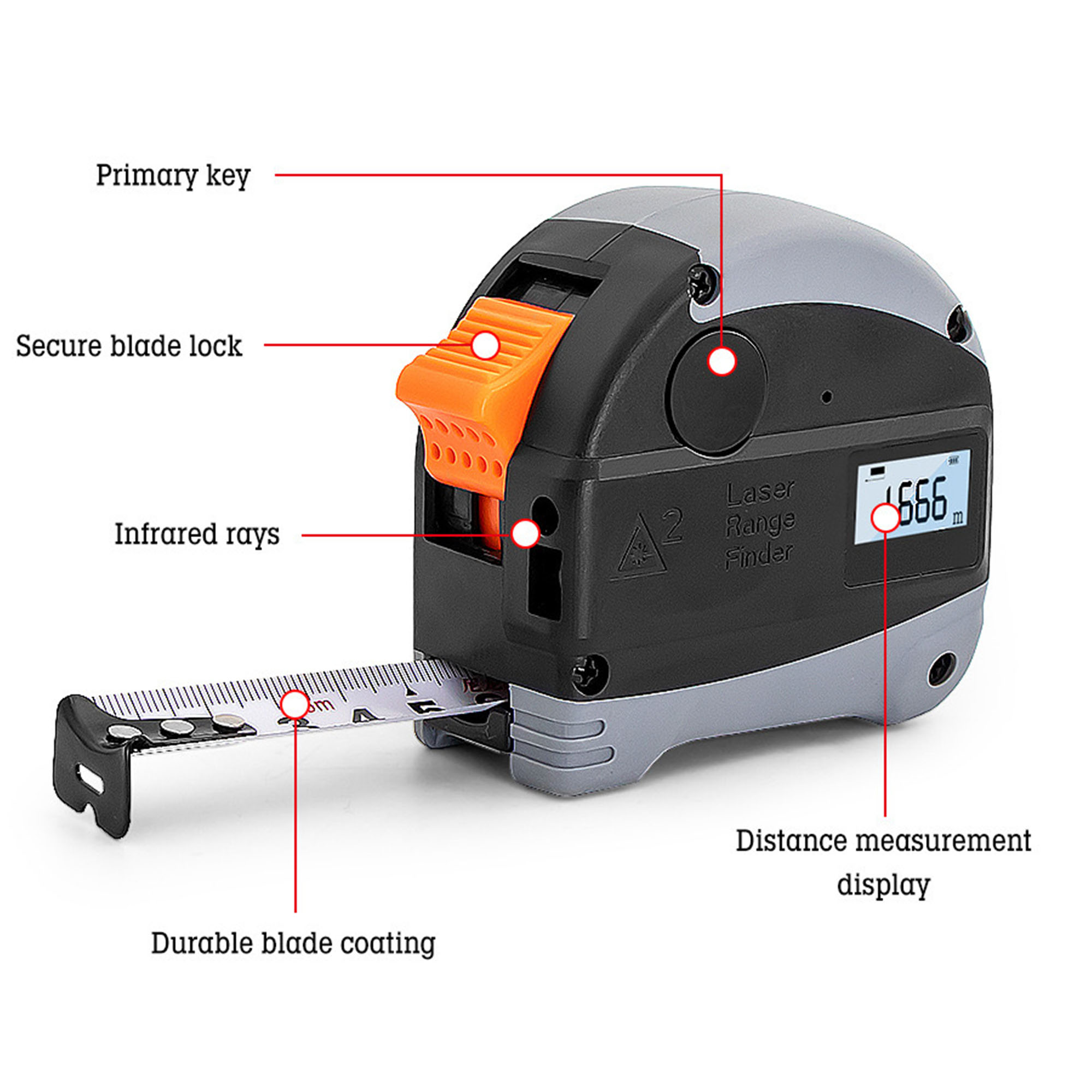 2-in-1 Laser Distance Measuring Tape 4