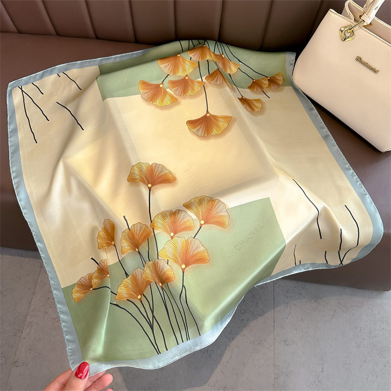 35'' Square Silk Like Head Scarf, Satin Head Scarf 4