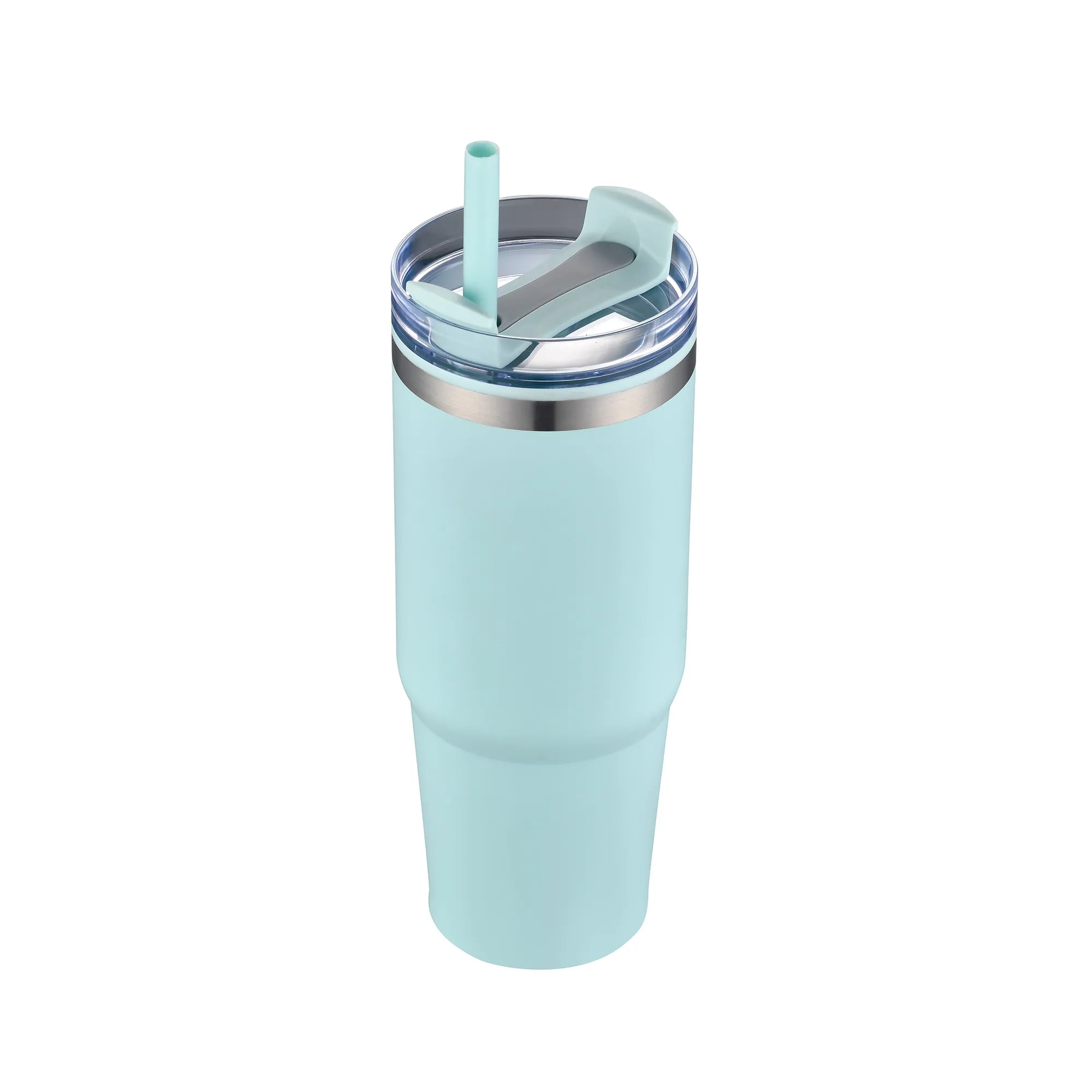 30oz. Dual Wall Stainless Steel & PP Tumbler with Clear Lid 11