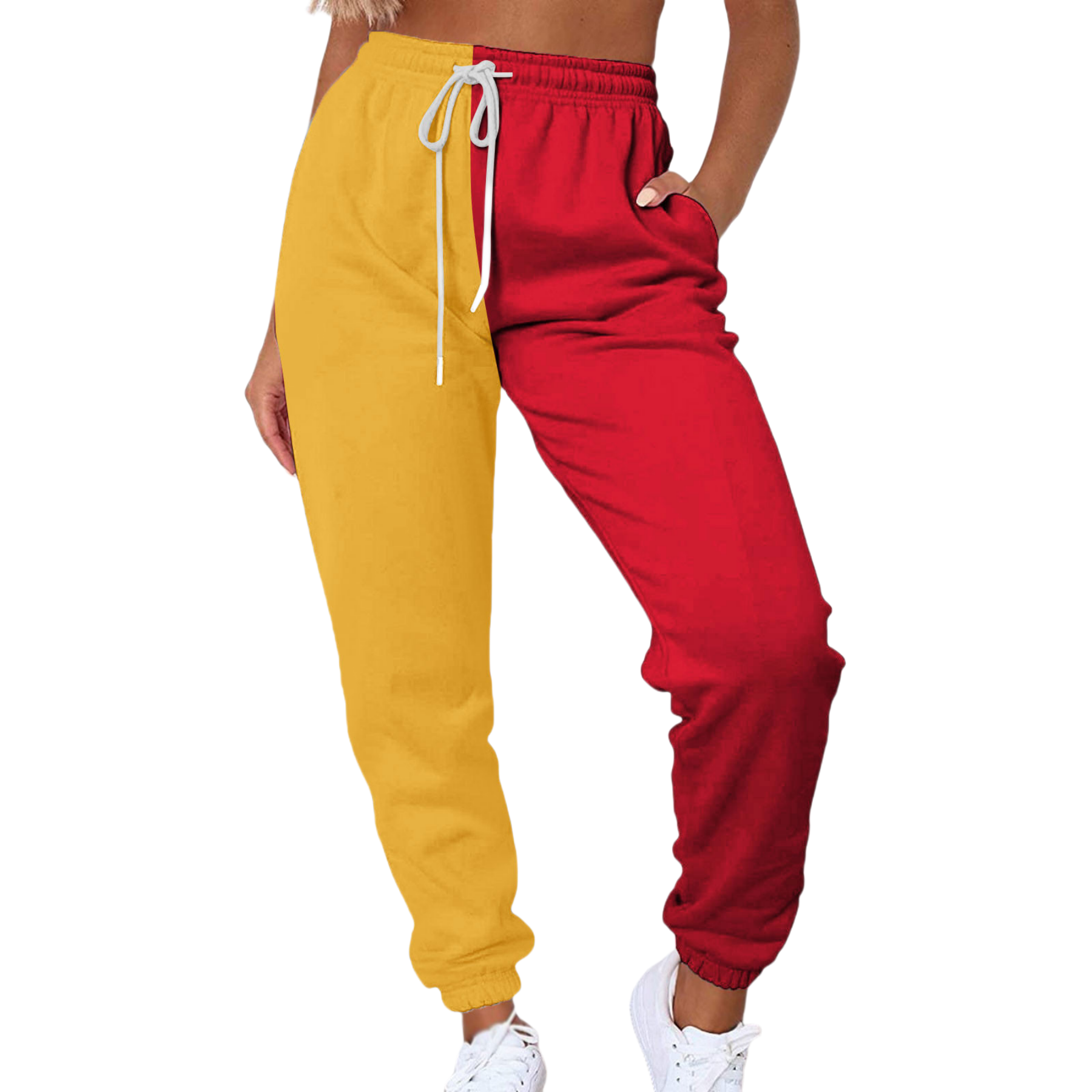 Color Block Drawstring Sweatpants Womens Chic Pants 6