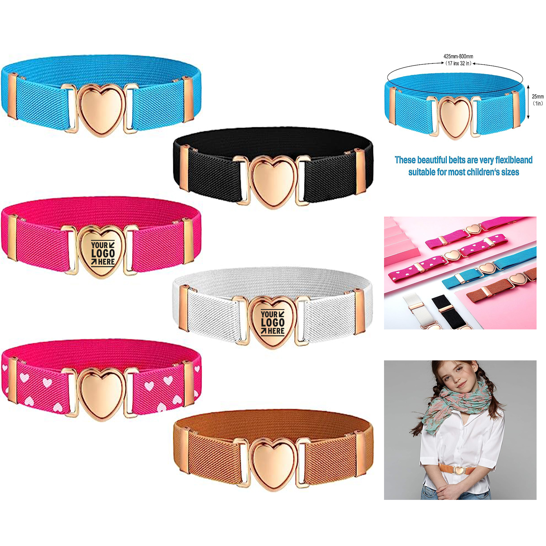 Girls Elastic Stretch Belts Kids Waist Belt
