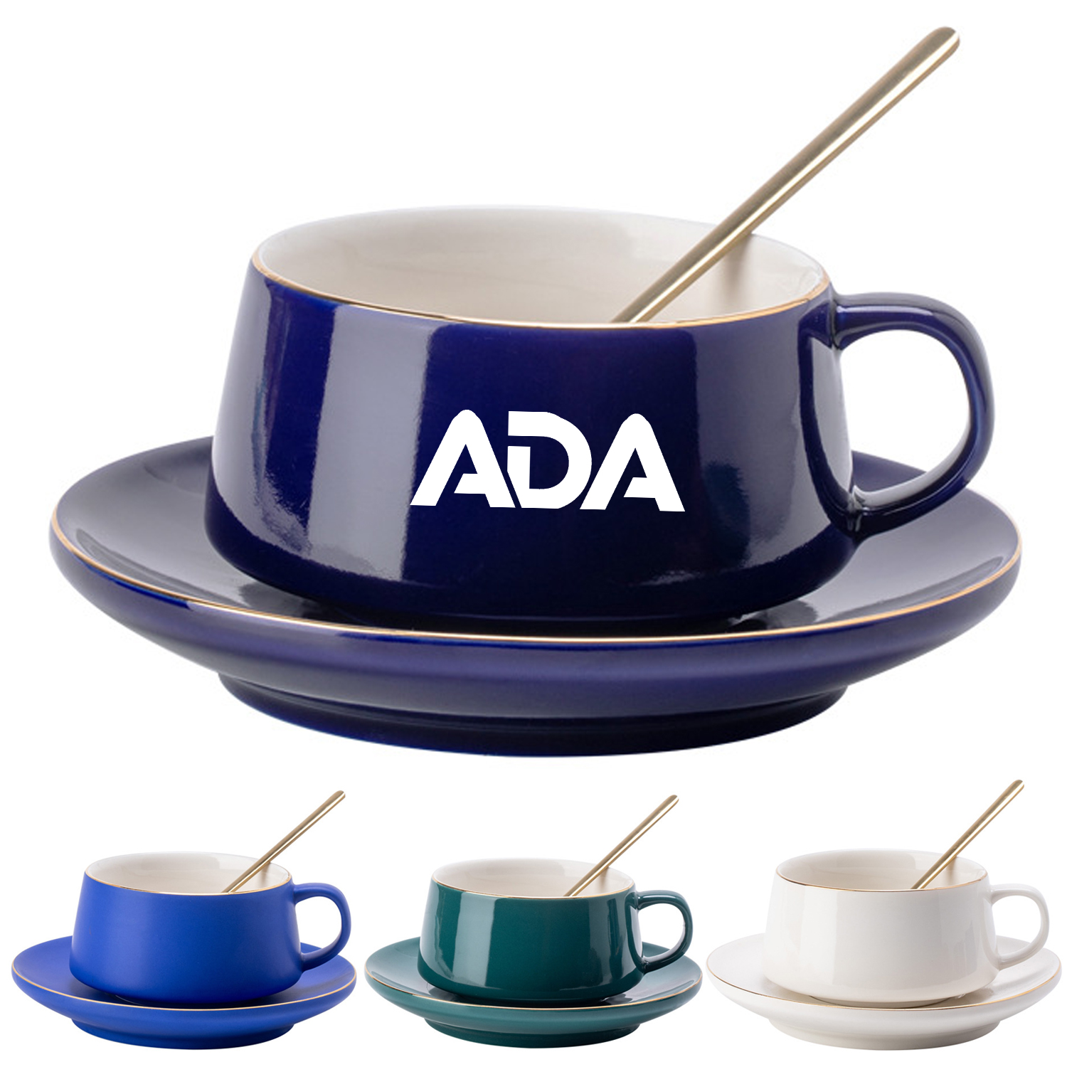 10oz Ceramic Coffee Mug Set w/ Spoon