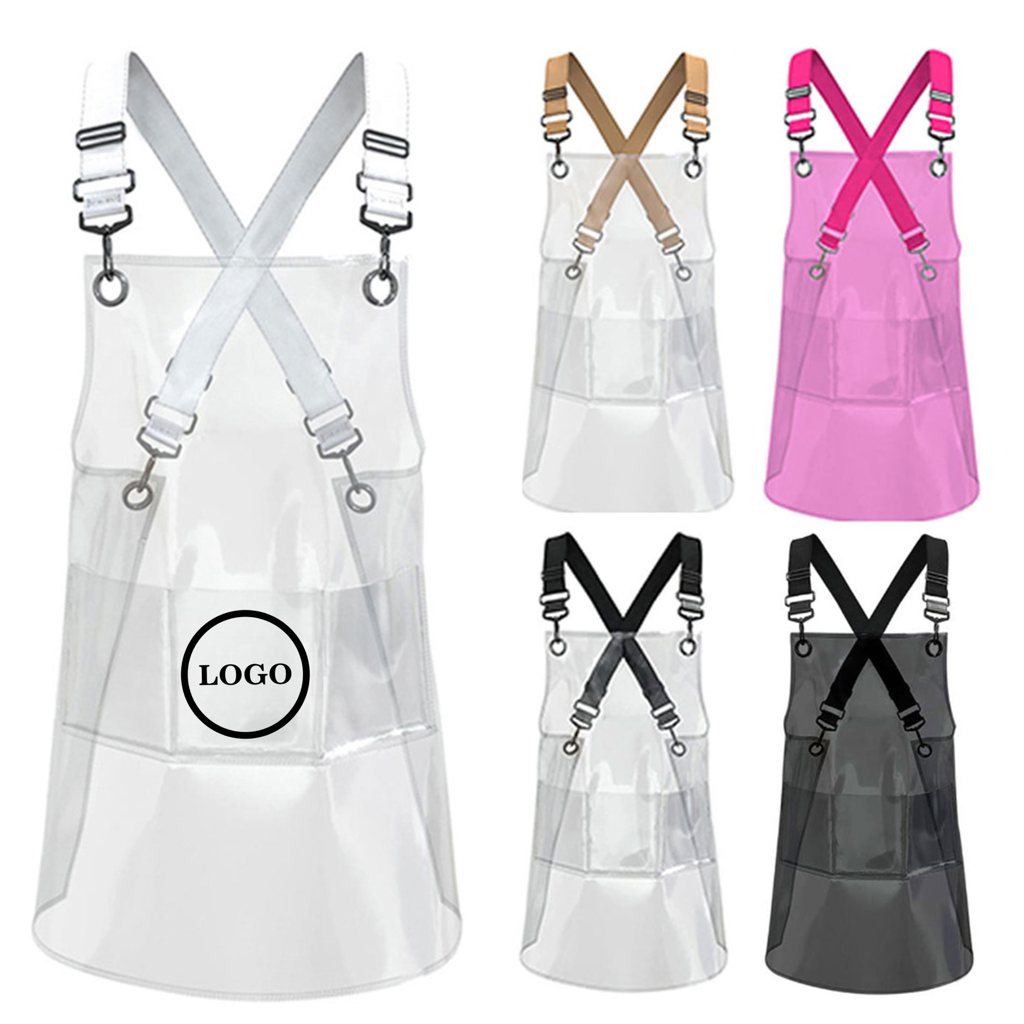 Adjustable Cross-back Salon Apron with 3 Pockets 2