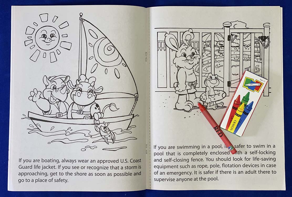COLORING SET - Pool and Water Safety Coloring Book Fun Pack 6