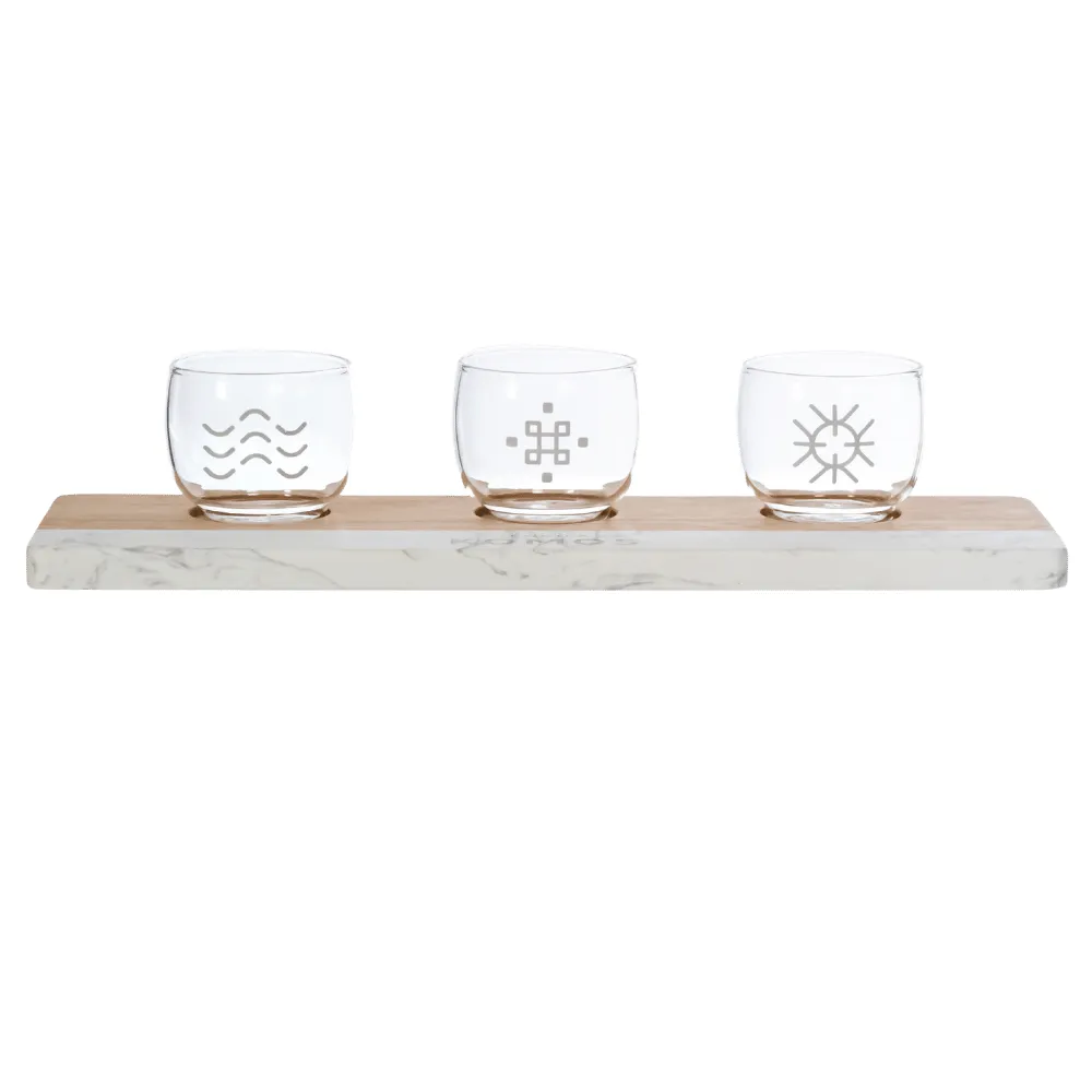 Marble & Bamboo Hybrid Tasting Flight Tray 6