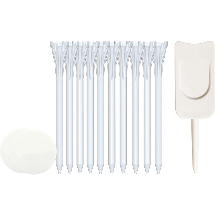 10 Flytee Tees 2-3/4", 2 Ball Markers, 1 Single Prong Plastic Divot Tool 2