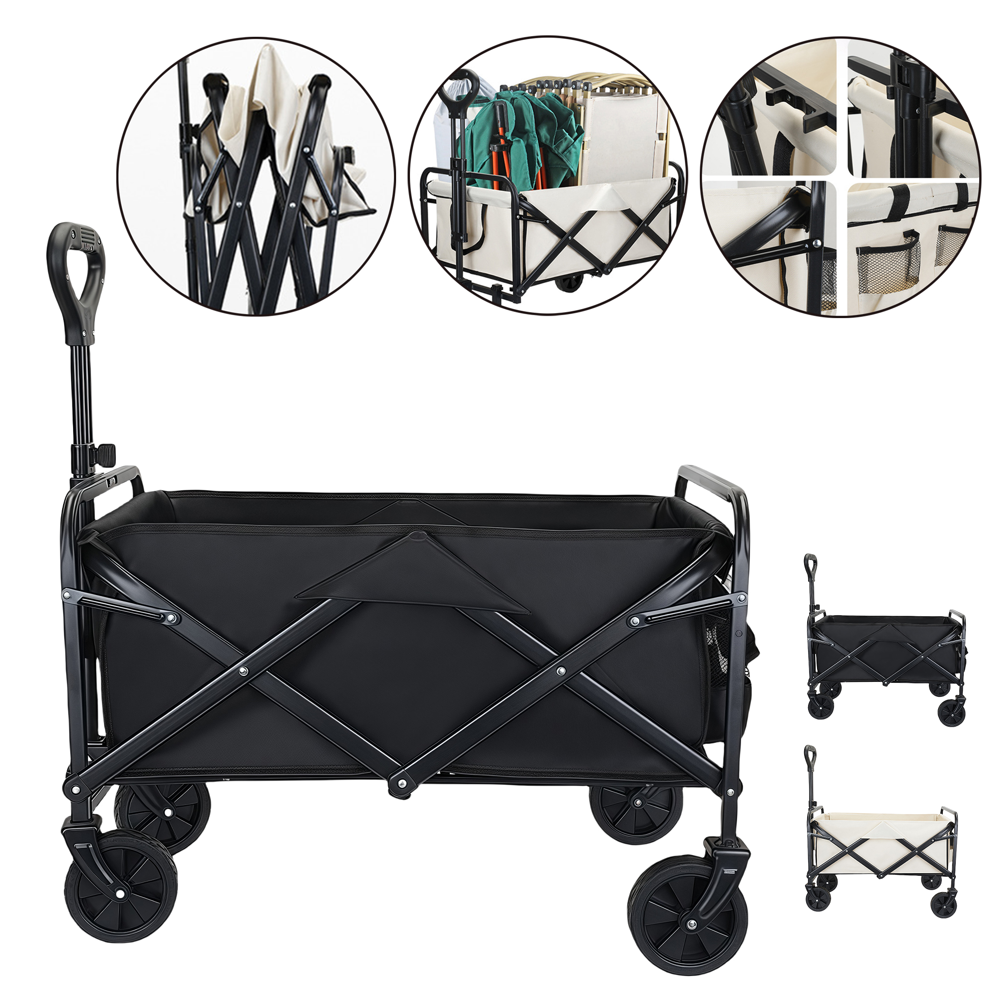 Heavy Duty Folding Camping Wagon with Removable Canopy 4