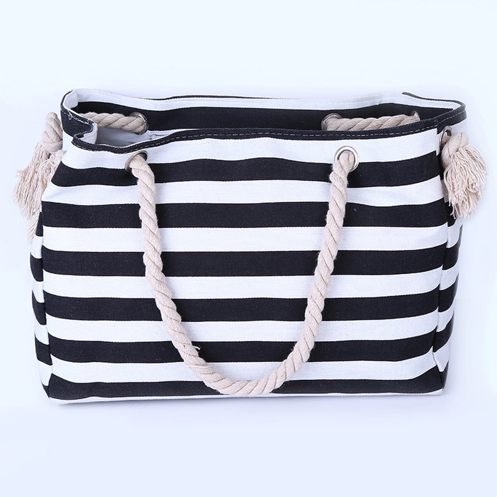 Canvas Striped Beach Bag 6
