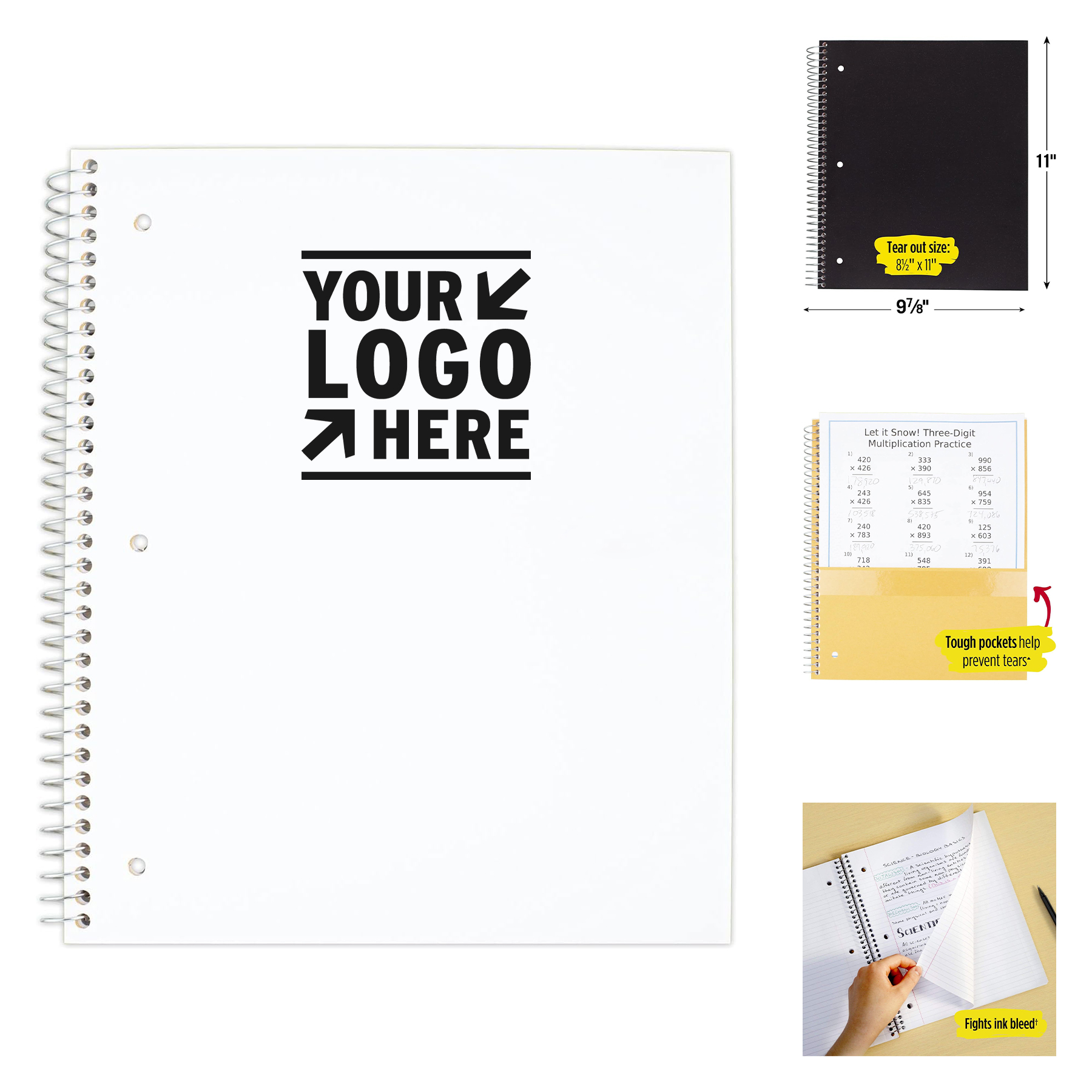 11" x 8.5" 100 Sheets Spiral Notebook