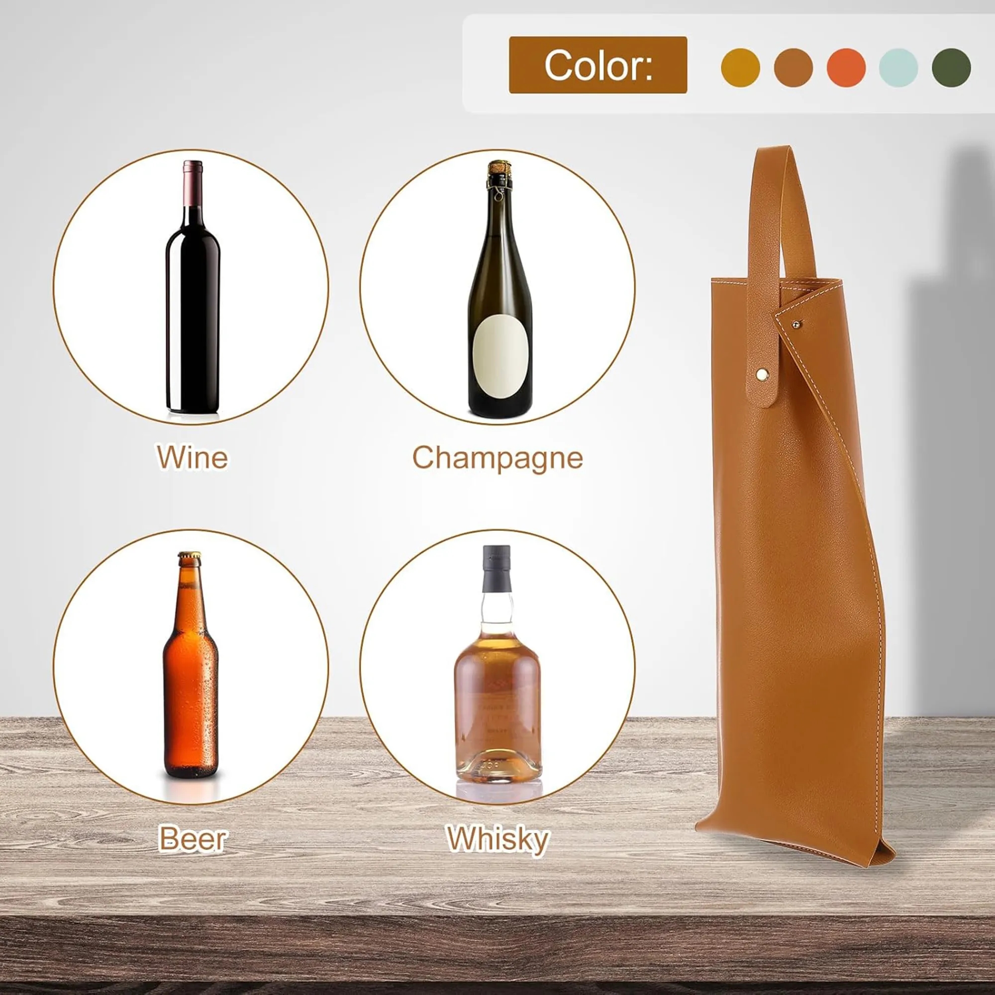 Leather Wine Gift Bag with Handle 5