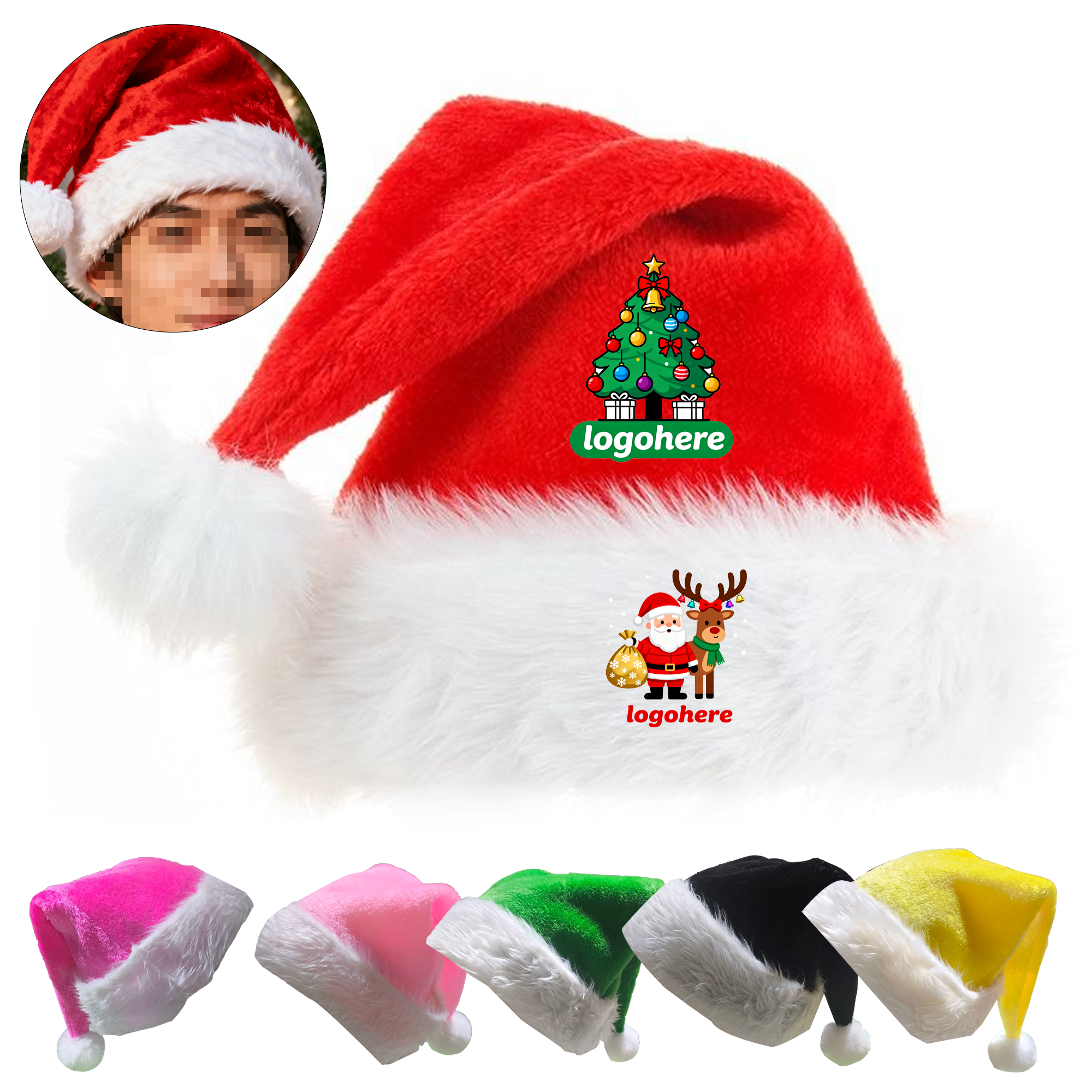 Plush Santa Hat with Custom Logo 2