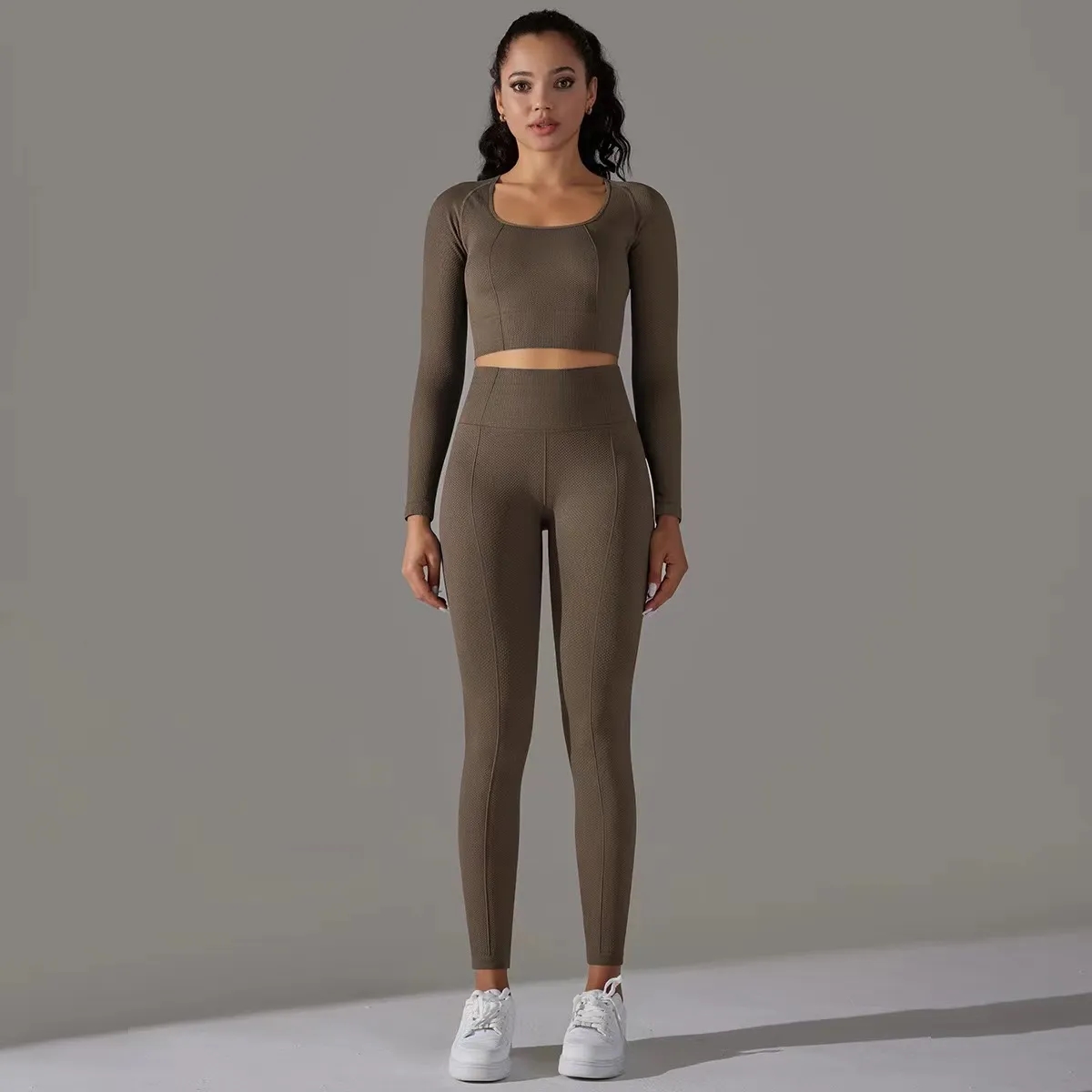 Fitness Yoga Long Sleeve High Waist Suit 2