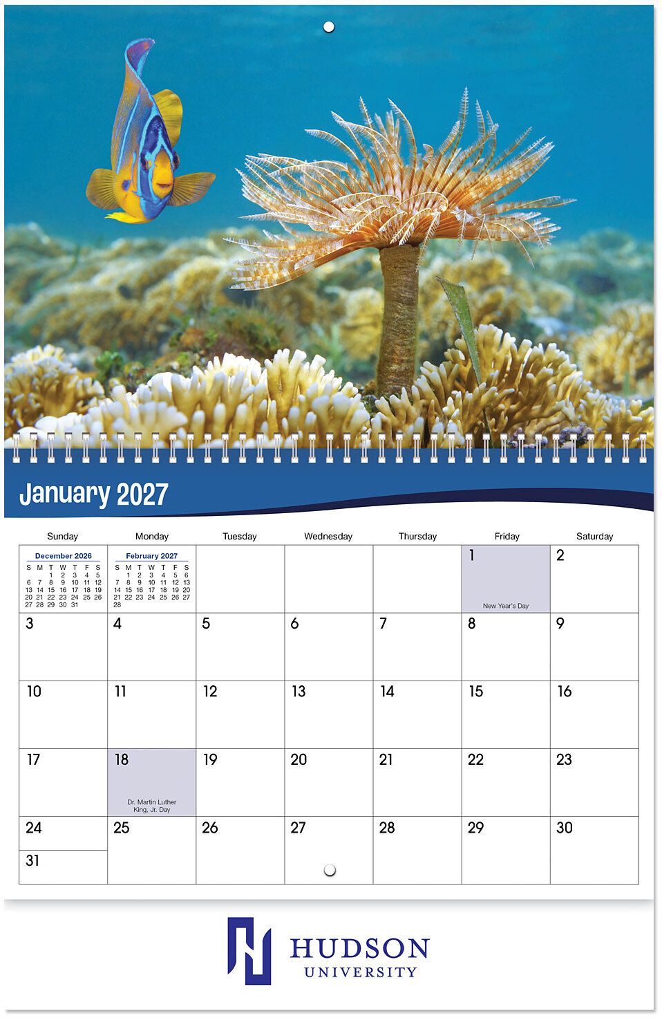 UNDERWATER WORLD SPIRAL WALL CALENDAR 12