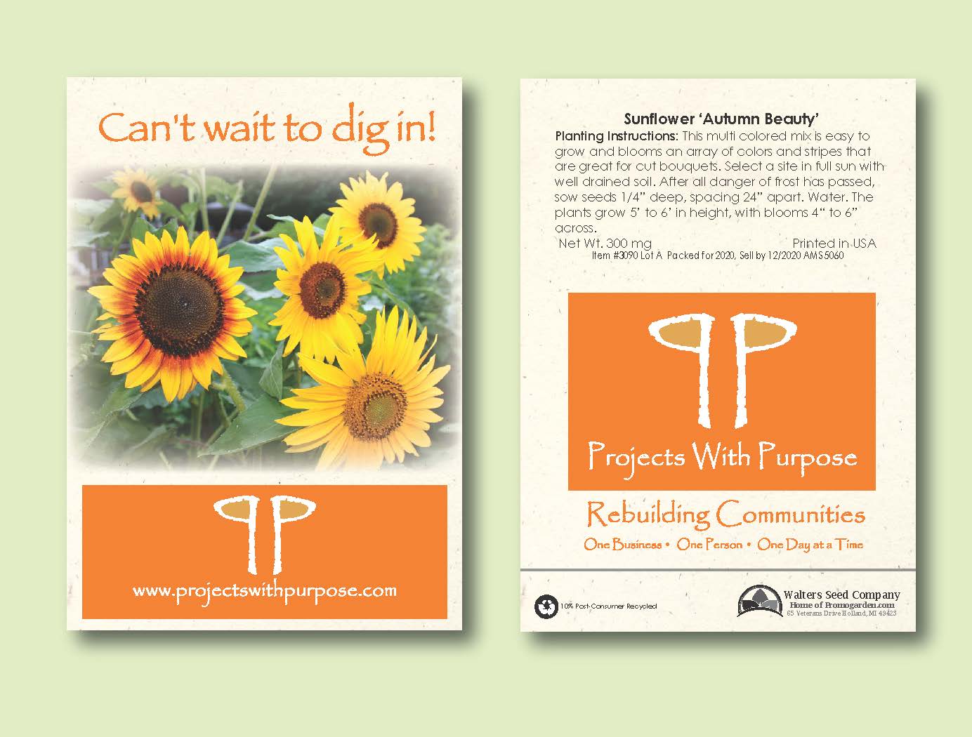 Sunflower Autumn Beauty Seed Packet - Size 3.25" x 4.5" 2