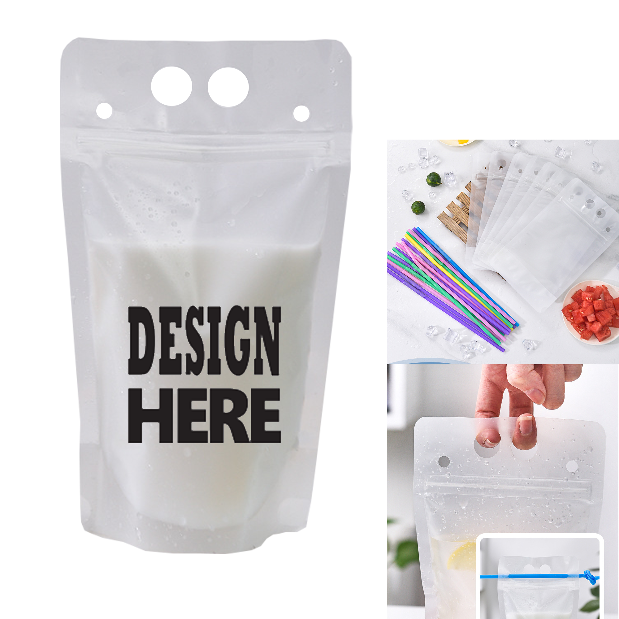 16 oz Clear Juice Drink Pouch With Straw 5