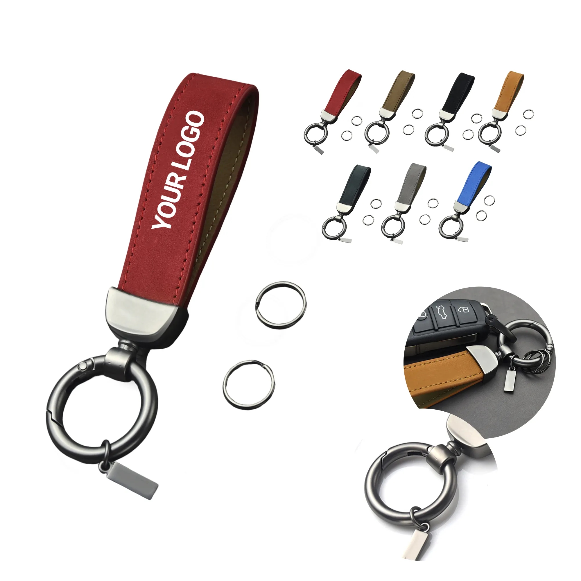 Cowhide Leather Keychain with Zinc Alloy Hardware 3