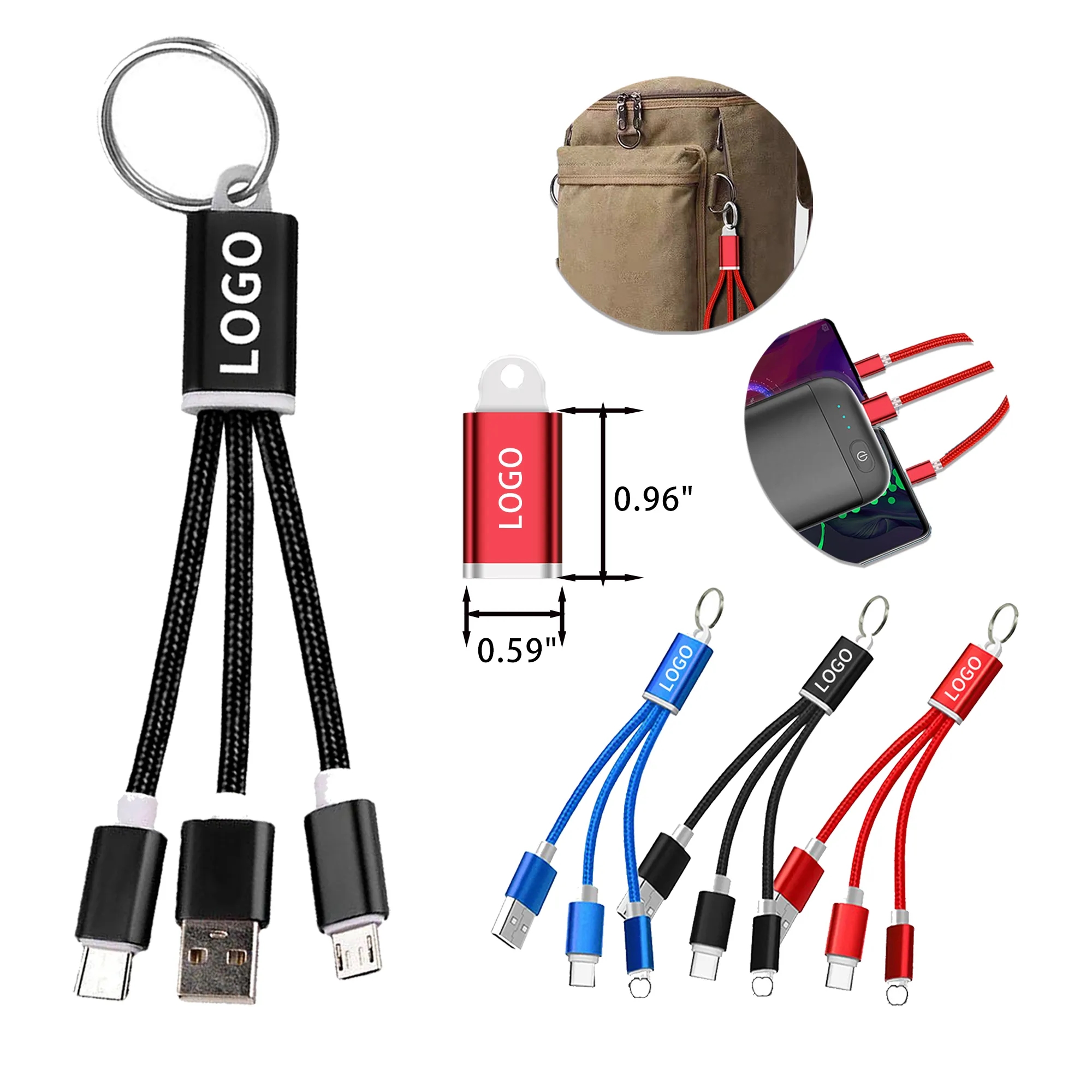 2-In-1 Charging Cable With Key Chain