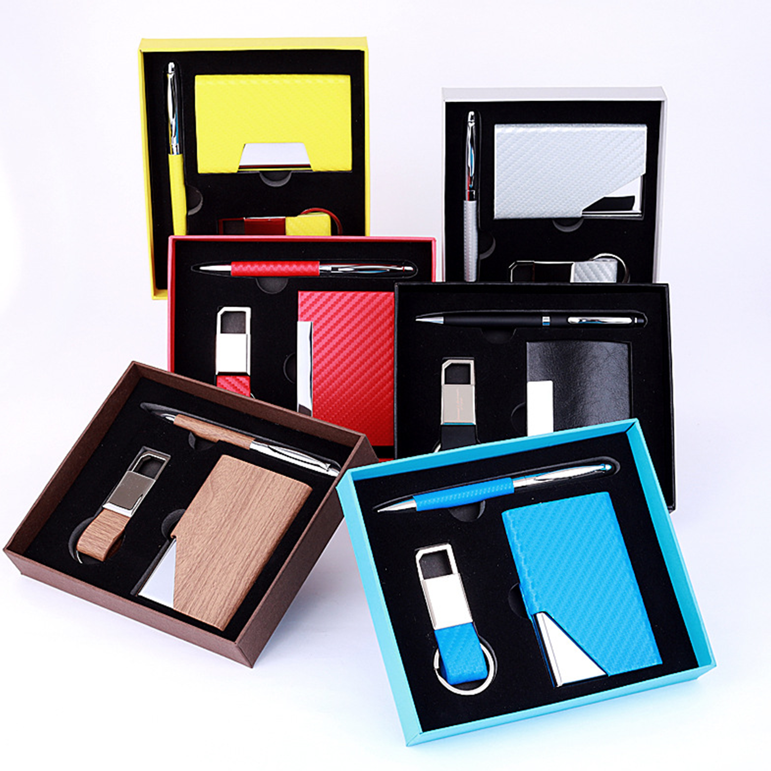3Pcs Office Ballpoint Pen Card Case Keychain Gift Set 9