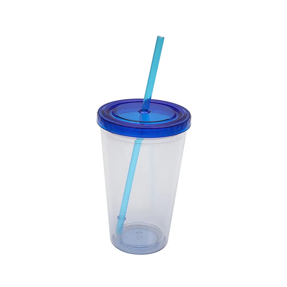 Clear Double Wall Tumbler with Straw 8