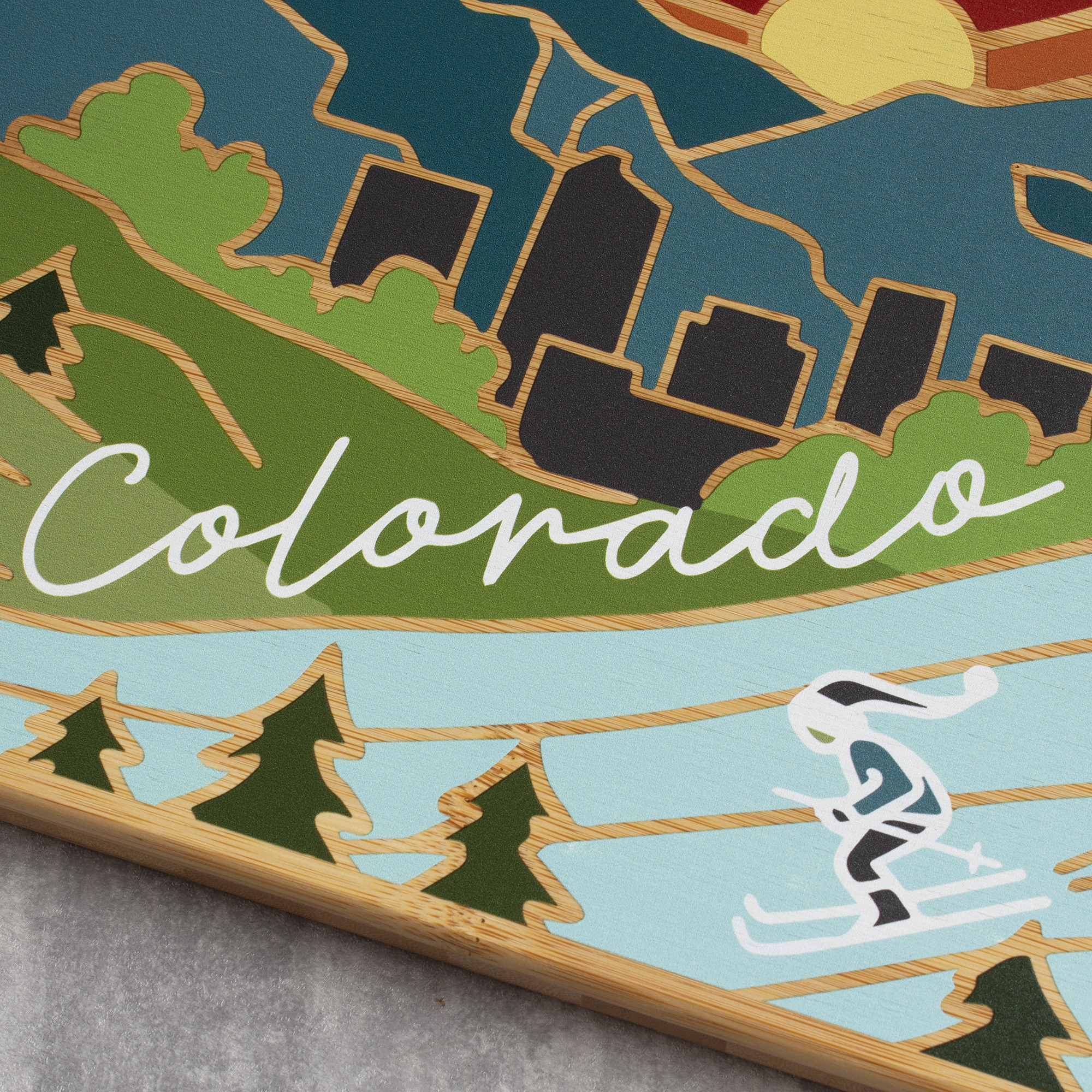 Colorado State Shaped Cutting and Serving Board with Artwork by Summer Stokes 1