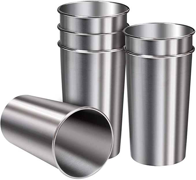 24 OZ Stainless Steel Cups Metal Shatterproof Stackable Pint Drinking Cups 2