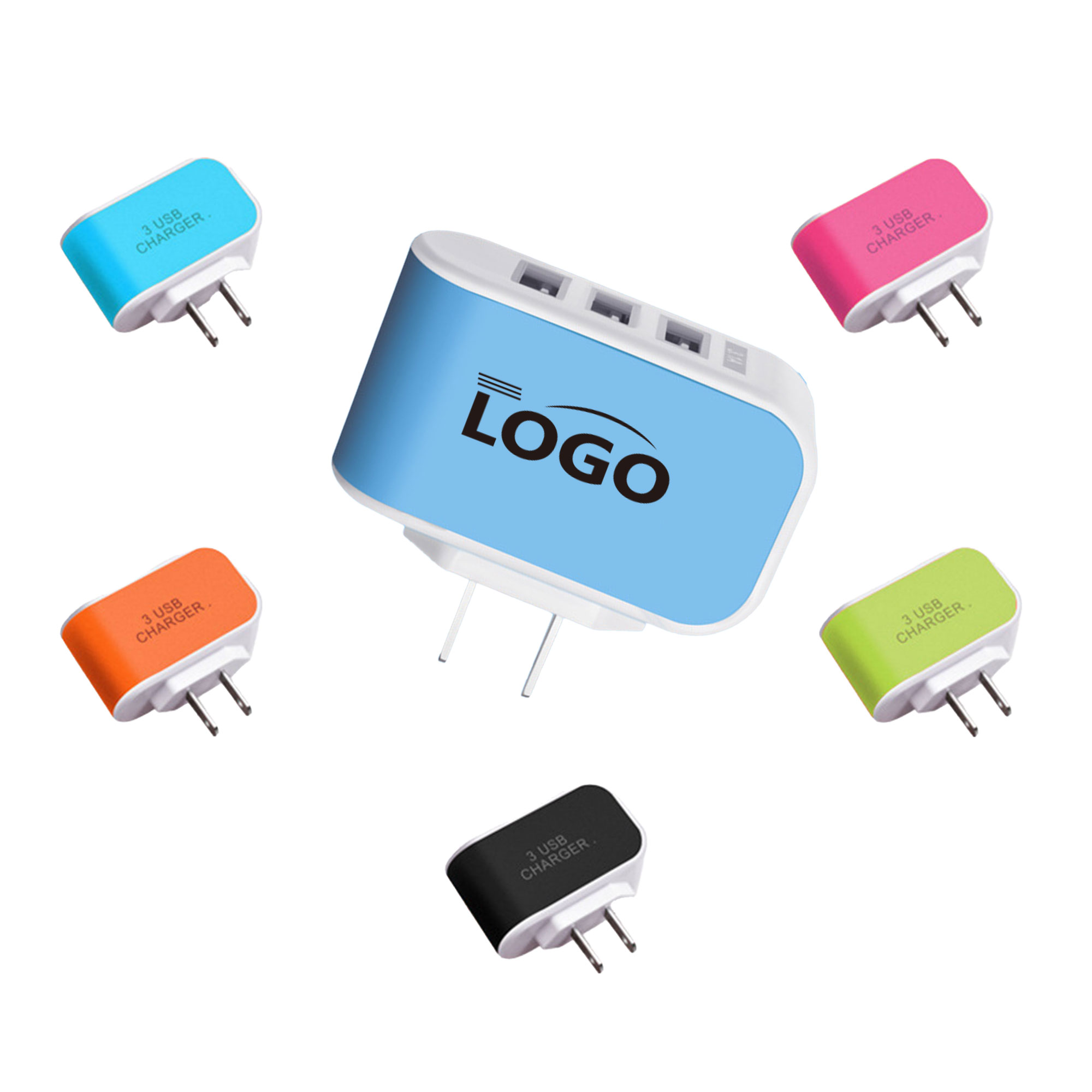 Colored 3-USB Phone Charger 2