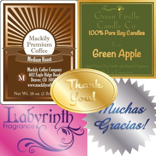 Square cut foil imprint label 1