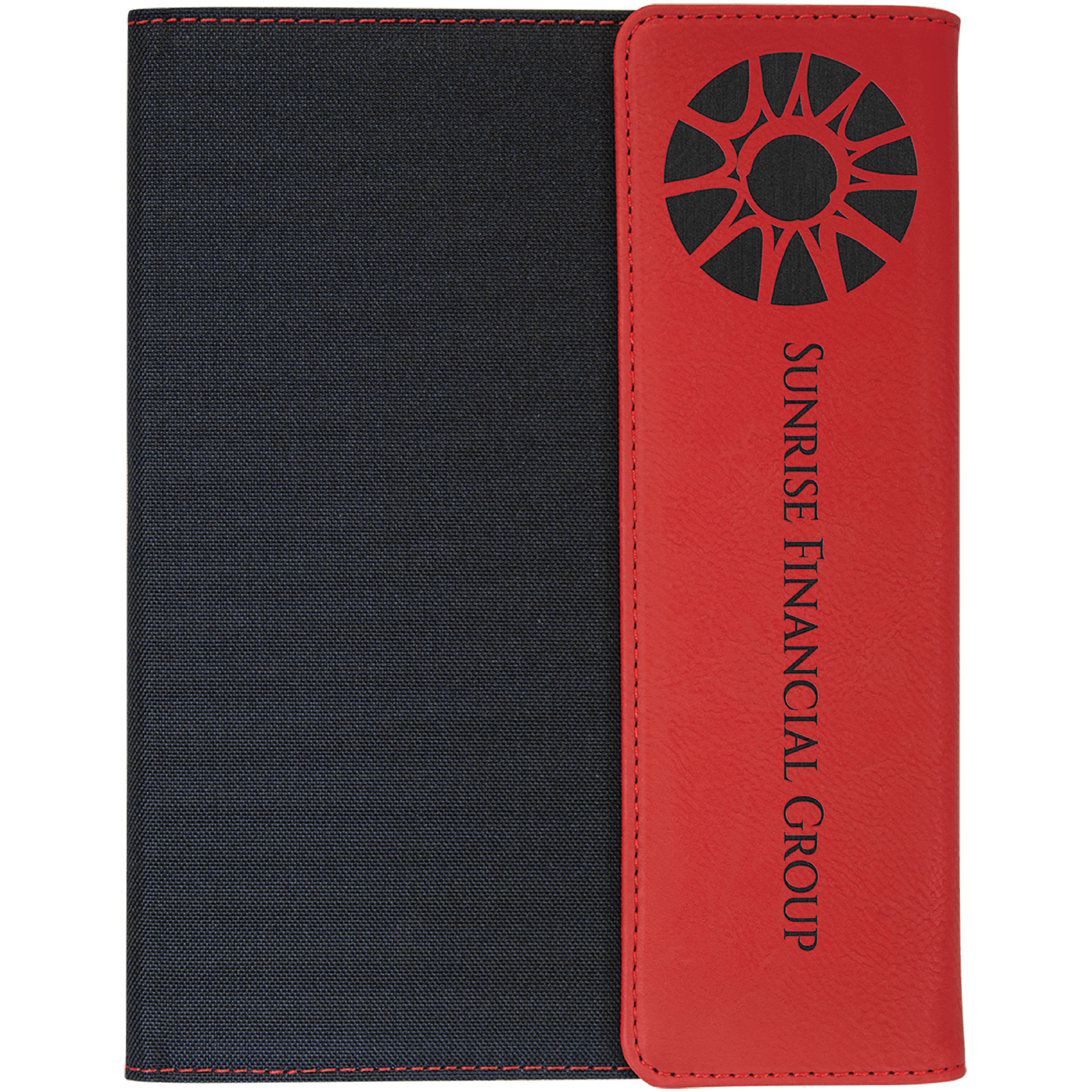 7" x 9" Red Leatherette & Black Canvas Portfolio