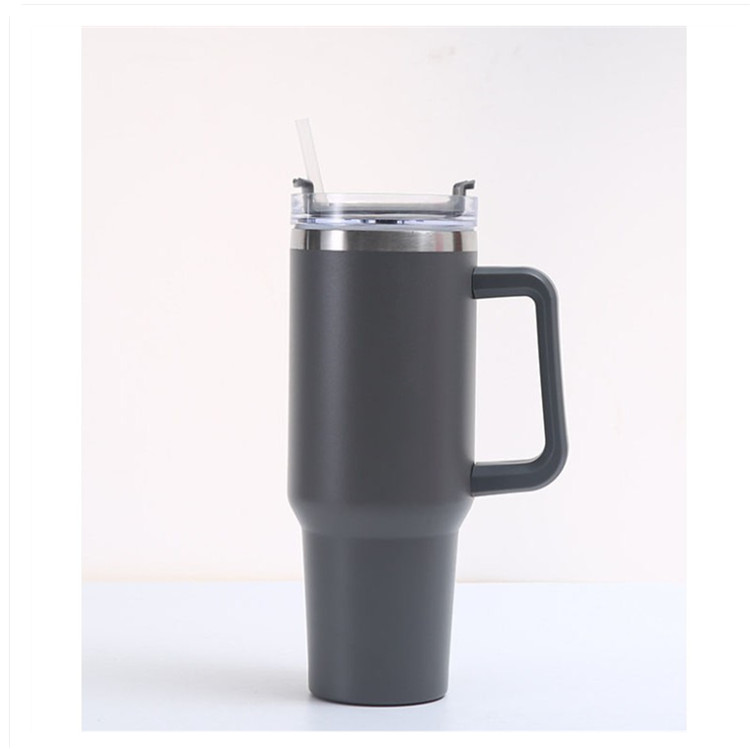40 Oz Tumbler With Handle Stainless Steel Cups W/Straw & Lid 2