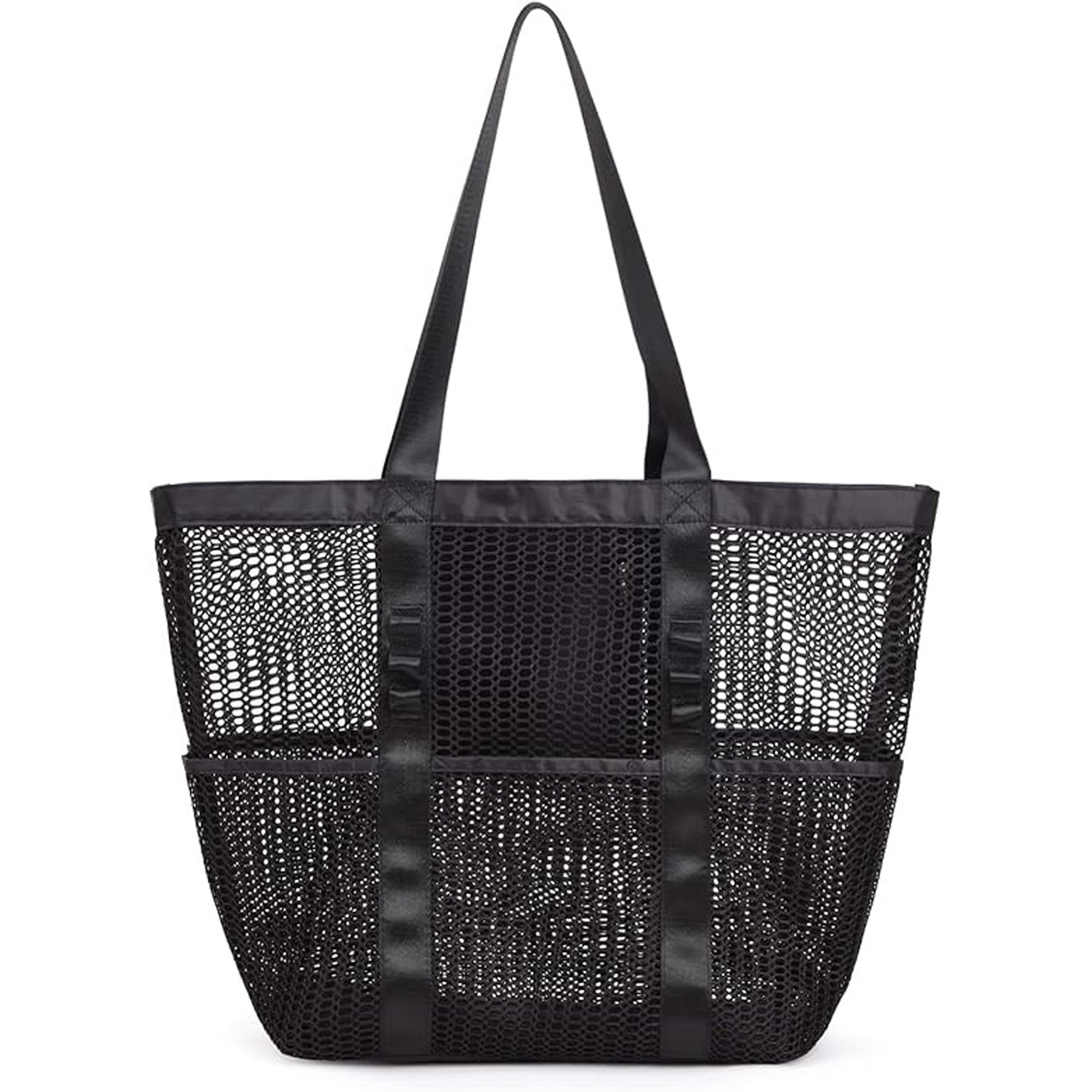Mesh Beach Tote Bag for Women, custom tote bag with logo imprint 5