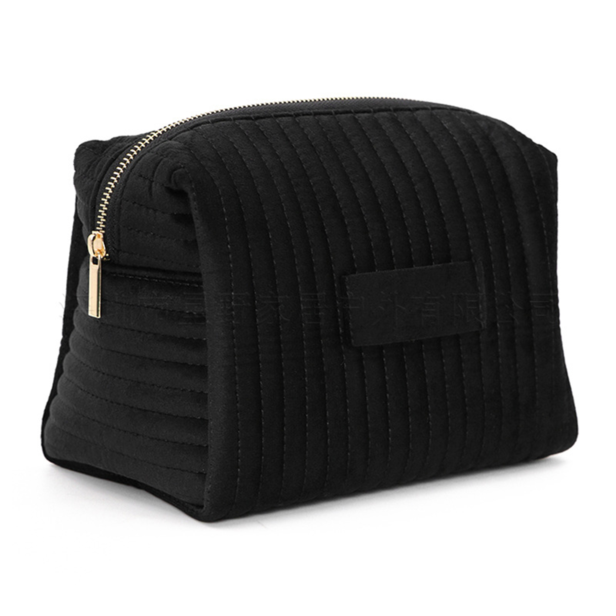 Quilted Velvet Cosmetic Organizer With Gold Zipper 8.66" x 5.9" x 6.3" 5